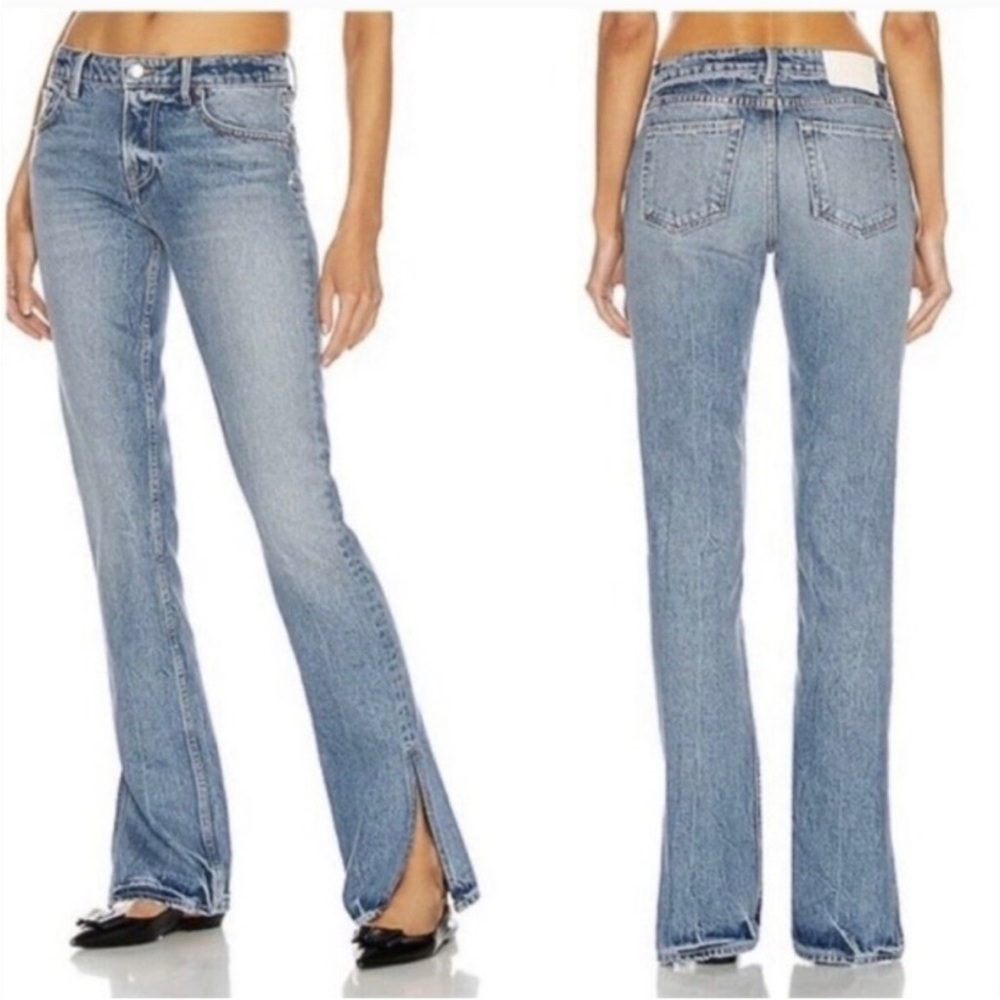 The Hailey GRLFRND Low Rise Slim Boot With Slit Jeans